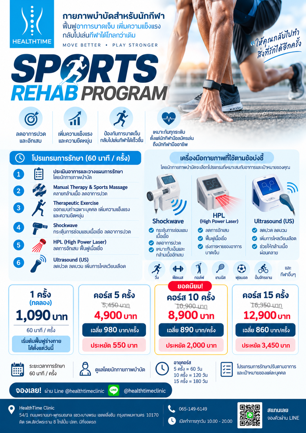 โปรแกรมกายภาพบำบัดสำหรับนักกีฬา Sports Rehab HealthTime